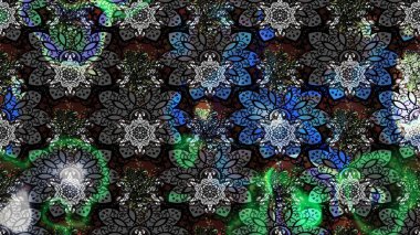 Gri ve siyah renkte etnik çiçeklerle süslenmiş zarif bir eskiz şekli. Asya Tekstil 'inde Raster Çiçek İllüstrasyonu.