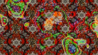 Vadinin çiçekleri kahverengi ve kırmızı renklerde. Çiçeksel çizim kalıbının çizimi.