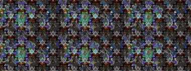 Raster illüstrasyonundaki çiçek desenli çizim. Düz Çiçek Elementleri Tasarımı. Siyah ve gri renkli çiçekler. Renkli Bahar Teması çizim şablonu.