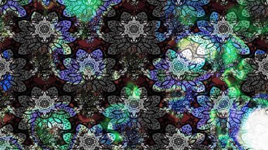 Sketch Floral Pattern in Raster illustration. Colour Spring Theme sketch pattern Background. Flat Flower Elements Design. Flowers on black and gray colors.