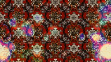 Hediye ambalaj kağıdı, tebrik kartları, posterler ve pankart tasarımı. Kahverengi ve kırmızı renkte çiçekler. Raster düz çiçek çizim deseni.