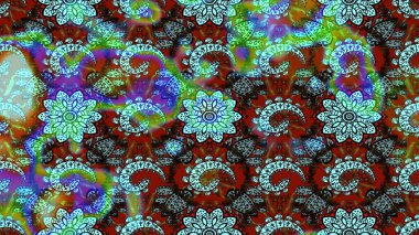 Robot resim tarzı mavi ve kahverengi renkler. El yapımı çiçek ve bitki koleksiyonu. Şirin karalamalı çiçek desenli çizim. Raster illüstrasyonu. Raster illüstrasyonu.