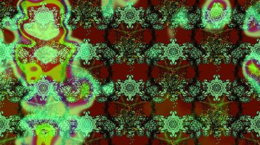 Cute floral elements. Sketch. Flowers on green and brown colors. Raster illustration.