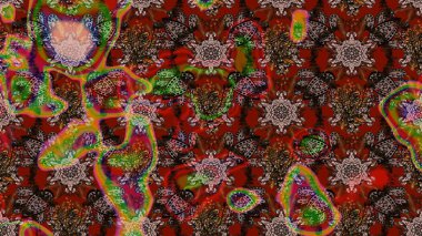 Kumaş, duvar kağıdı ve kağıt üzerine baskı yapmak için gelişen arka plan. Moda arka planında parlak buketler. Eski usul küçük çiçekli şirin bir eskiz deseni. Raster illüstrasyonu.