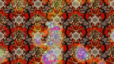 Colour Spring Theme sketch pattern Background. Raster illustration. Flat Flower Elements Design. Elegant Flowers Bouquet Watercolor on a brown and beige colors.