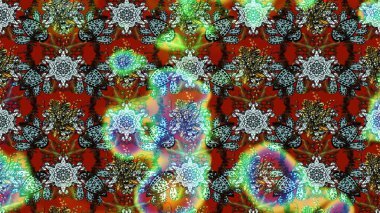 Çiçek desenli raster, kahverengi ve yeşil çizgi grafik desenli soyut raster arkaplan. Modern stil dokusu.