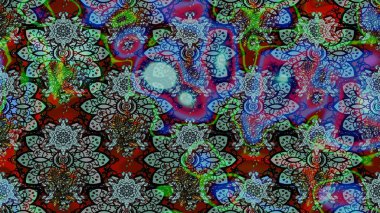 Hediye ambalaj kağıdı, tebrik kartları, posterler ve pankart tasarımı. Mavi ve yeşil renkli çiçekler. Raster düz çiçek çizim deseni.