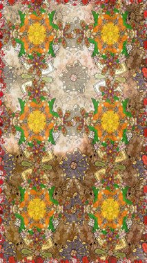 Vadinin çiçekleri kahverengi ve bej renklerde. Çiçeksel çizim kalıbının çizimi.