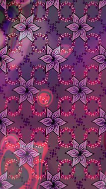 Çiçek çelengi. Desen, çizim, çiçek sınırı. Eski moda arka plan. Güzel, parlak, pürüzsüz kumaş, tuval. Kıvırcık, parlak örgü. Raster illüstrasyonu.