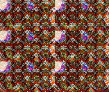 Çiçek ve yapraklı karalama şeklinde Raster çiçek deseni. Raster illüstrasyonu. Yumuşak, bahar çiçekleri kahverengi renklerde.