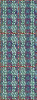 Soyut çiçek desensiz arkaplan. Mavi ve yeşil renklerde. Küçük çiçekteki sevimli çiçek deseni. Raster illüstrasyonu. Raster deseni.