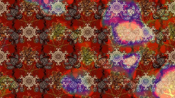 Botanik çizim kalıbı. Raster deseni. Organik elementler. Suluboya etkisi.