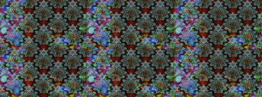 Çiçekli zambakların eskiz geçmişi. Parlak çiçekli kolaj çiçekleri yeşil ve mavi. Çiçek tasarımı için inanılmaz kolaj cennet tarzı..