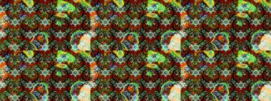 Raster illüstrasyonundaki çiçek desenli çizim. Yeşil ve kahverengi renkte çiçekler.