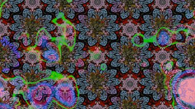 Renkli Bahar Teması eskiz kalıbı. Çiçek deseni. Chichi 'nin kumaş kalıbını çiz. Raster illüstrasyonu. Düz Çiçek Elementleri Tasarımı.