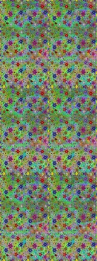 Çiçekli karalama şeklinde Raster çiçek deseni. Yeşil ve mavi renkte çiçekler. Yumuşak, bahar çiçekli arka plan.