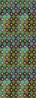 Renkli Bahar Teması eskiz kalıbı. Asya tekstil tarzında. Çiçek desenli çizim. Raster illüstrasyonu. Güzel kumaş deseni. Düz Çiçek Elementleri Tasarımı.