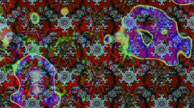 Süslü kumaş deseni. Renkli Bahar Teması eskiz kalıbı. Raster illüstrasyonundaki çiçek desenli çizim. Düz Çiçek Elementleri Tasarımı.