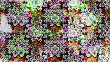 Arkaplan dokusu, duvar kağıdı, gri ve nötr renklerde çiçek teması. Soyut etnik raster çizim kalıbı. Kabile sanatı boho baskısı, klasik çiçek arkaplanı.