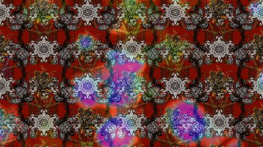 Kahverengi ve gri renklerde. Çiçek buketleriyle klasik bir eskiz şekli. Raster illüstrasyonu.