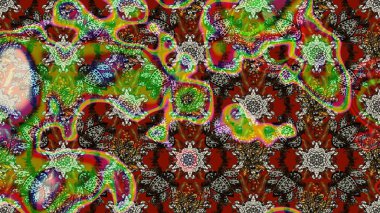 Renkli Bahar Teması eskiz kalıbı. Raster illüstrasyonundaki çiçek desenli çizim. Kahverengi ve yeşil renkli çiçekler. Düz Çiçek Elementleri Tasarımı.