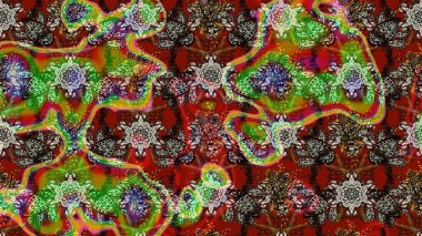 Raster illüstrasyonu. Renkli Bahar Teması eskiz kalıbı. Düz Çiçek Elementleri Tasarımı. Güzel kumaş deseni. Zentangle soyut çiçekleri. Çiçek tozu..