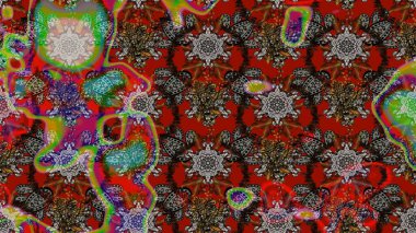 Raster deseni. Çiçekli çiçek deseni, suluboya. Süslü kumaş deseni.