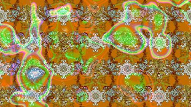 Çiçekler. Vadinin çiçekleri kahverengi ve turuncu renklerde. Soyut etnik raster çizim kalıbı.