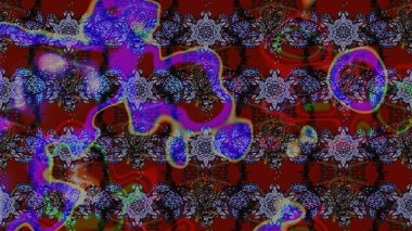 Renkli Bahar Teması eskiz kalıbı. Kırmızı ve kahverengi renkte çiçekler. Düz Çiçek Elementleri Tasarımı. Sevimli çiçek raster deseni.