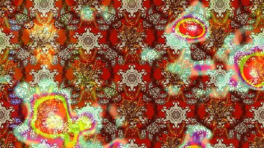 Sevimli çiçek raster deseni. Renkli Bahar Teması eskiz kalıbı. Düz Çiçek Elementleri Tasarımı. Kahverengi ve kırmızı renkte çiçekler.