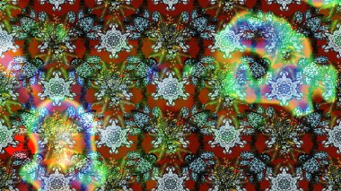 Tekrarlayan çiçek arkaplanı, zarif yeşil ve kahverengi çiçek duvar kağıdı. Yeşil ve kahverengi renkler üzerine çiçek desenli çizimler, el yapımı papatyalar, papatyalar..