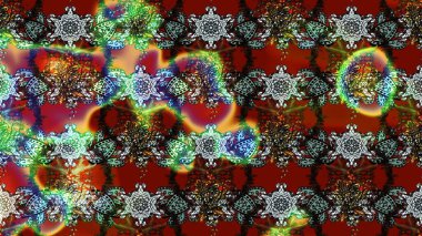 Küçük çiçekte hoş bir çiçek deseni var. Parlak çiçekli kırmızı ve kahverengi renkler üzerine soyut çizim deseni. Çiçek elementli zarif raster dokusu..