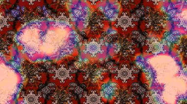 Raster illüstrasyonu. Kahverengi ve bej renklerde. Çiçek buketleriyle klasik tarzda eskiz deseni.