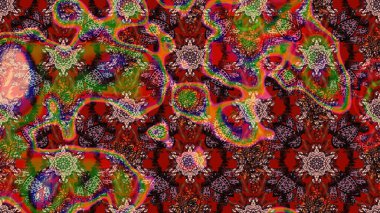 Spring summer time. Raster sketch cute flower pattern. Flowers on brown and red colors. Holidays mood. Gentle romantic print.