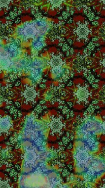 Çiçek desenli eskiz. Yeşil ve gri renkli çiçekler. Renkli Bahar Teması eskiz kalıbı. Düz Çiçek Elementleri Tasarım Raster illüstrasyonu.