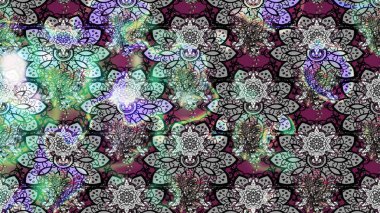 Düz Çiçek Elementleri Tasarımı. Çiçeksel fantezi tasarımı ve parlak bir arka plan çizimi. Renkli Bahar Teması çizim şablonu.