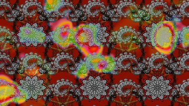 Vintage outline illustration. Floral gray and red sketch pattern. Raster flower print.