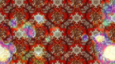 Raster illüstrasyonundaki çiçek desenli çizim. Kahverengi ve kırmızı renkte çiçekler.