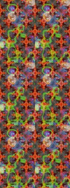 Kumaş, tekstil, duvar kağıdı baskısı için. Eski usul. Eskiz geçmişi. Renkli desenli eskiz deseni, kahverengi ve bej çiçekler ve dekoratif elementler. Raster illüstrasyonu.