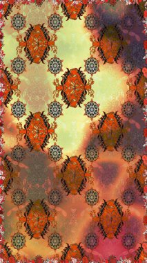 Çiçeklerle kusursuz desen. Suluboya çizimi. El çizimi. Kahverengi ve turuncu renkte çiçekler.