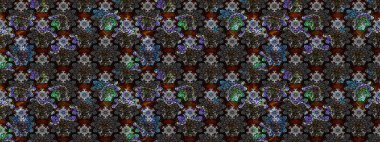 Flat Flower Elements Design. Flowers on black and gray colors. Cute flower raster pattern. Sketch Colour Spring Theme sketch pattern Background.