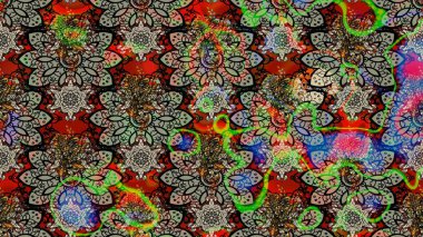 Ağaç dallı bahar çiçekleriyle desen, gri renklerde ve çiçek siluetiyle nötr renkler. Raster deseni.