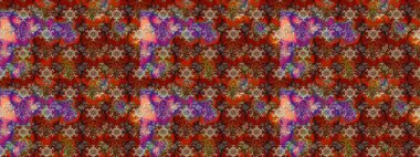 Suluboya çiçekli çiçek deseni. Kahverengi ve kırmızı renklerde güzel bir tekstil. Raster illüstrasyonu.