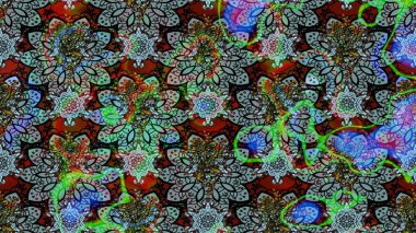 Şirin karalamalı çiçek desenli çizim. El yapımı çiçek ve bitki koleksiyonu. Robot resim tarzı mavi ve yeşil renkler. Raster illüstrasyonu. Raster illüstrasyonu.