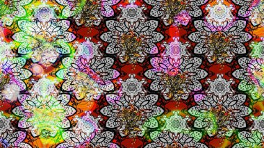 Halk tarzı. Parlak renkli çiçekleri olan ve gri ve nötr renklerde yaprakları olan harika bir çiçek deseni. Moda baskıları için zarif bir şablon. Modern çiçek arkaplanı.