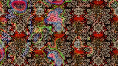 Raster Henna tarzı. Sınır Kızılderili çiçekli paisley patten. Etnik Mandala havlusu. Taslak süsleme izi. Tebrik kartı arkaplanı, boyama kitabı, arkaplan, tekstil için kullanılabilir.