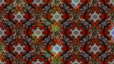 Raster illüstrasyonundaki çiçek desenli çizim. Kahverengi ve gri renkte çiçekler.