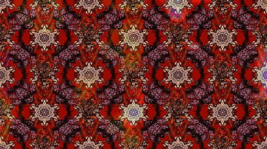 Düz Çiçek Elementleri Tasarımı. Sevimli çiçek raster deseni. Renkli Yaz Temalı eskiz kalıbı. Kahverengi ve kırmızı renkte çiçekler.