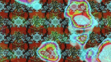 Raster illüstrasyonu. Klasik çiçek tasarımı elementleri. Mavi ve kahverengi kıvırcık çiçekler mavi ve kahverengi renklerde.