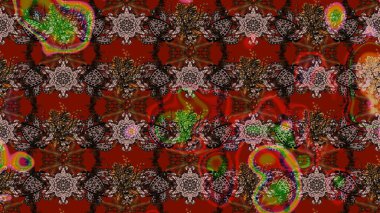 Raster suluboya çiçek deseni, narin çiçekler, kahverengi ve kırmızı çiçekler, tebrik kartı şablonu. Güzel kumaş deseni.